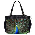 Peacock Bird Feathers Pheasant Nature Animal Texture Pattern Oversize Office Handbag (2 Sides)