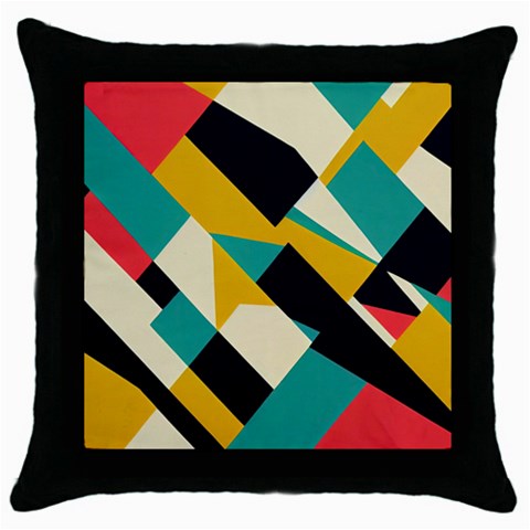 Geometric Pattern Retro Colorful Abstract Throw Pillow Case (Black) from ZippyPress Front