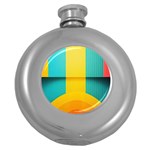 Colorful Rainbow Pattern Digital Art Abstract Minimalist Minimalism Round Hip Flask (5 oz)
