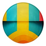 Colorful Rainbow Pattern Digital Art Abstract Minimalist Minimalism Round Glass Fridge Magnet (4 pack)