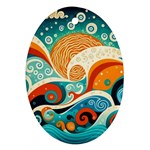 Waves Ocean Sea Abstract Whimsical Abstract Art Pattern Abstract Pattern Nature Water Seascape Ornament (Oval)