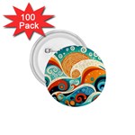 Waves Ocean Sea Abstract Whimsical Abstract Art Pattern Abstract Pattern Nature Water Seascape 1.75  Buttons (100 pack) 