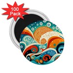 Waves Ocean Sea Abstract Whimsical Abstract Art Pattern Abstract Pattern Nature Water Seascape 2.25  Magnets (100 pack) 