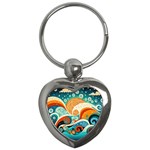 Waves Ocean Sea Abstract Whimsical Abstract Art Pattern Abstract Pattern Nature Water Seascape Key Chain (Heart)
