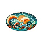 Waves Ocean Sea Abstract Whimsical Abstract Art Pattern Abstract Pattern Nature Water Seascape Sticker (Oval)