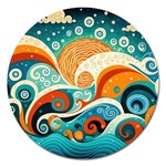 Waves Ocean Sea Abstract Whimsical Abstract Art Pattern Abstract Pattern Nature Water Seascape Magnet 5  (Round)