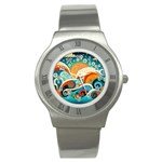 Waves Ocean Sea Abstract Whimsical Abstract Art Pattern Abstract Pattern Nature Water Seascape Stainless Steel Watch