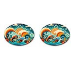 Waves Ocean Sea Abstract Whimsical Abstract Art Pattern Abstract Pattern Nature Water Seascape Cufflinks (Oval)