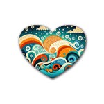 Waves Ocean Sea Abstract Whimsical Abstract Art Pattern Abstract Pattern Nature Water Seascape Rubber Coaster (Heart)