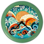 Waves Ocean Sea Abstract Whimsical Abstract Art Pattern Abstract Pattern Nature Water Seascape Color Wall Clock