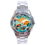 Waves Ocean Sea Abstract Whimsical Abstract Art Pattern Abstract Pattern Nature Water Seascape Stainless Steel Analogue Watch