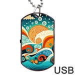 Waves Ocean Sea Abstract Whimsical Abstract Art Pattern Abstract Pattern Nature Water Seascape Dog Tag USB Flash (Two Sides)