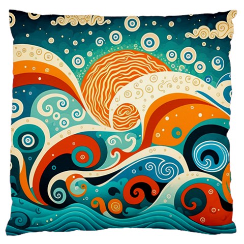 Waves Ocean Sea Abstract Whimsical Abstract Art Pattern Abstract Pattern Nature Water Seascape Large Cushion Case (Two Sides) from ZippyPress Front