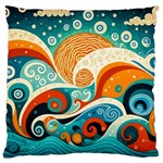 Waves Ocean Sea Abstract Whimsical Abstract Art Pattern Abstract Pattern Nature Water Seascape Large Cushion Case (Two Sides)