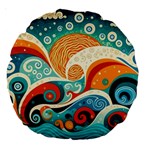 Waves Ocean Sea Abstract Whimsical Abstract Art Pattern Abstract Pattern Nature Water Seascape Large 18  Premium Round Cushions