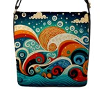 Waves Ocean Sea Abstract Whimsical Abstract Art Pattern Abstract Pattern Nature Water Seascape Flap Closure Messenger Bag (L)