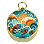Waves Ocean Sea Abstract Whimsical Abstract Art Pattern Abstract Pattern Nature Water Seascape Gold Compasses