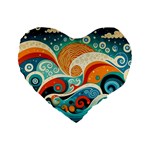 Waves Ocean Sea Abstract Whimsical Abstract Art Pattern Abstract Pattern Nature Water Seascape Standard 16  Premium Flano Heart Shape Cushions