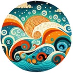 Waves Ocean Sea Abstract Whimsical Abstract Art Pattern Abstract Pattern Nature Water Seascape Wooden Bottle Opener (Round)