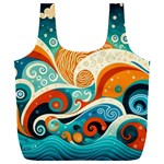 Waves Ocean Sea Abstract Whimsical Abstract Art Pattern Abstract Pattern Nature Water Seascape Full Print Recycle Bag (XXL)