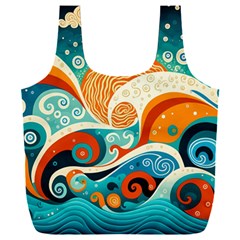 Waves Ocean Sea Abstract Whimsical Abstract Art Pattern Abstract Pattern Nature Water Seascape Full Print Recycle Bag (XXL) from ZippyPress Back
