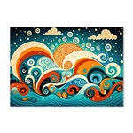 Waves Ocean Sea Abstract Whimsical Abstract Art Pattern Abstract Pattern Nature Water Seascape Crystal Sticker (A4)
