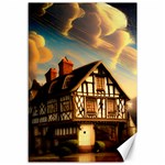 Village House Cottage Medieval Timber Tudor Split-timber Frame Architecture Town Twilight Chimney Canvas 12  x 18 