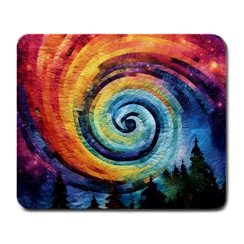 Cosmic Rainbow Quilt Artistic Swirl Spiral Forest Silhouette Fantasy Large Mousepad from ZippyPress Front
