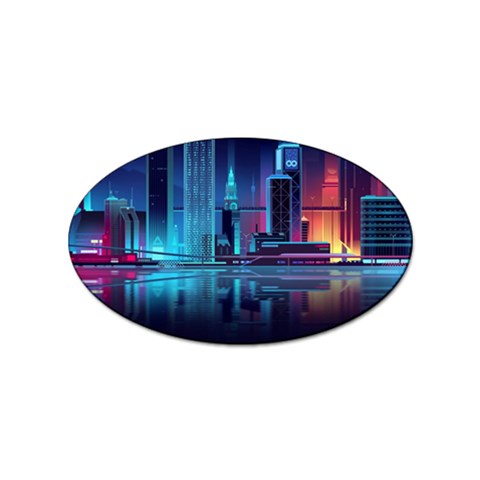 Digital Art Artwork Illustration Vector Buiding City Sticker Oval (10 pack) from ZippyPress Front