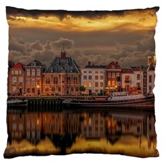 Old Port Of Maasslui Netherlands Large Premium Plush Fleece Cushion Case (Two Sides) from ZippyPress Front