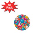 Circles Art Seamless Repeat Bright Colors Colorful 1  Mini Buttons (10 pack) 