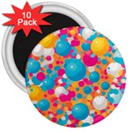 Circles Art Seamless Repeat Bright Colors Colorful 3  Magnets (10 pack) 