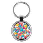 Circles Art Seamless Repeat Bright Colors Colorful Key Chain (Round)