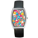 Circles Art Seamless Repeat Bright Colors Colorful Barrel Style Metal Watch