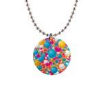 Circles Art Seamless Repeat Bright Colors Colorful 1  Button Necklace