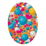 Circles Art Seamless Repeat Bright Colors Colorful Oval Ornament (Two Sides)