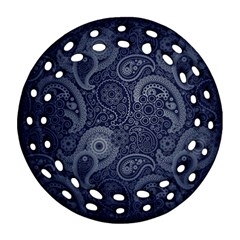 Blue Paisley Texture, Blue Paisley Ornament Round Filigree Ornament (Two Sides) from ZippyPress Front