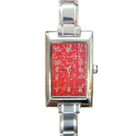 Chinese Hieroglyphs Patterns, Chinese Ornaments, Red Chinese Rectangle Italian Charm Watch