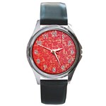 Chinese Hieroglyphs Patterns, Chinese Ornaments, Red Chinese Round Metal Watch