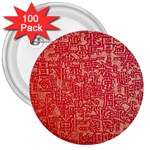 Chinese Hieroglyphs Patterns, Chinese Ornaments, Red Chinese 3  Buttons (100 pack) 