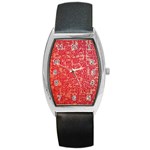 Chinese Hieroglyphs Patterns, Chinese Ornaments, Red Chinese Barrel Style Metal Watch