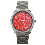 Chinese Hieroglyphs Patterns, Chinese Ornaments, Red Chinese Sport Metal Watch