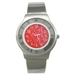 Chinese Hieroglyphs Patterns, Chinese Ornaments, Red Chinese Stainless Steel Watch