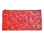 Chinese Hieroglyphs Patterns, Chinese Ornaments, Red Chinese Pencil Case