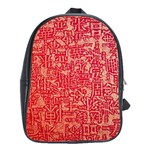 Chinese Hieroglyphs Patterns, Chinese Ornaments, Red Chinese School Bag (XL)