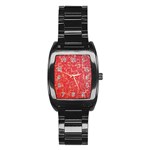 Chinese Hieroglyphs Patterns, Chinese Ornaments, Red Chinese Stainless Steel Barrel Watch