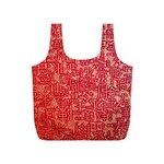 Chinese Hieroglyphs Patterns, Chinese Ornaments, Red Chinese Full Print Recycle Bag (S)