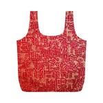 Chinese Hieroglyphs Patterns, Chinese Ornaments, Red Chinese Full Print Recycle Bag (M)