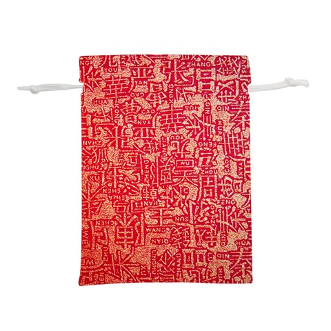 Chinese Hieroglyphs Patterns, Chinese Ornaments, Red Chinese Lightweight Drawstring Pouch (L) from ZippyPress Front