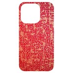 Chinese Hieroglyphs Patterns, Chinese Ornaments, Red Chinese iPhone 14 Pro Black UV Print Case